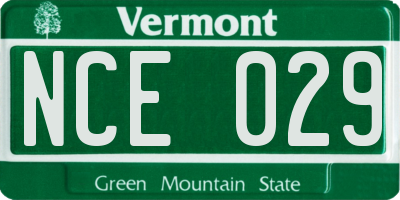VT license plate NCE029