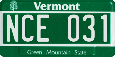 VT license plate NCE031