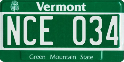 VT license plate NCE034