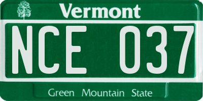 VT license plate NCE037