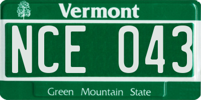VT license plate NCE043