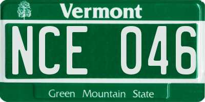 VT license plate NCE046