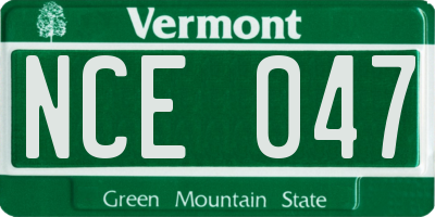 VT license plate NCE047