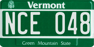 VT license plate NCE048