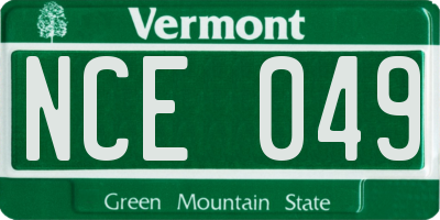 VT license plate NCE049