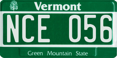 VT license plate NCE056
