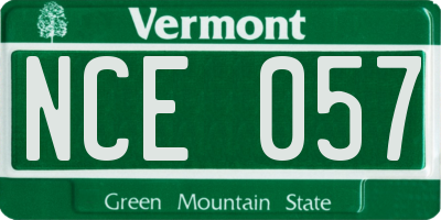 VT license plate NCE057