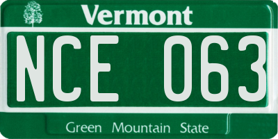 VT license plate NCE063
