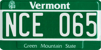 VT license plate NCE065