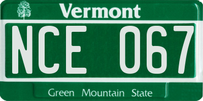 VT license plate NCE067