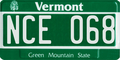 VT license plate NCE068