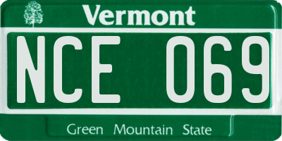 VT license plate NCE069