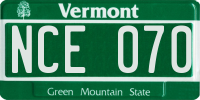 VT license plate NCE070