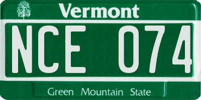 VT license plate NCE074