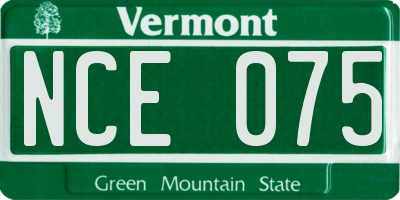 VT license plate NCE075