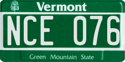 VT license plate NCE076