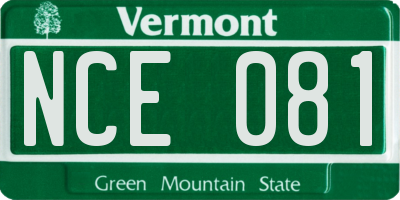 VT license plate NCE081
