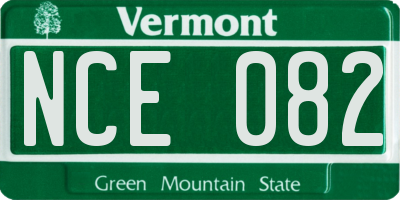 VT license plate NCE082