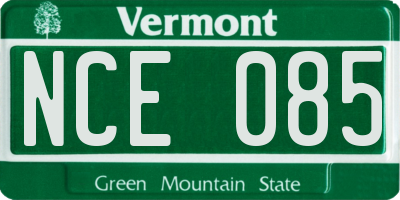 VT license plate NCE085