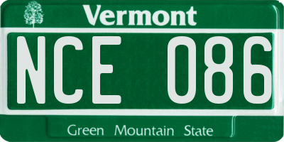 VT license plate NCE086