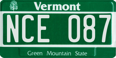 VT license plate NCE087