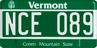 VT license plate NCE089