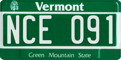 VT license plate NCE091