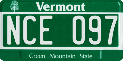 VT license plate NCE097