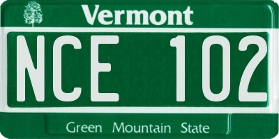 VT license plate NCE102