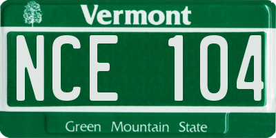 VT license plate NCE104