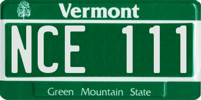 VT license plate NCE111