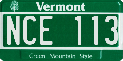 VT license plate NCE113