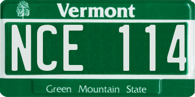 VT license plate NCE114