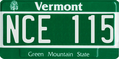 VT license plate NCE115
