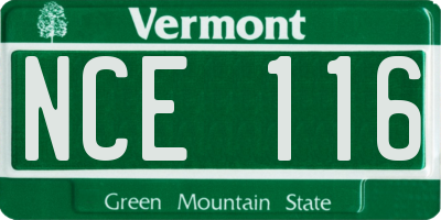 VT license plate NCE116