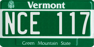 VT license plate NCE117