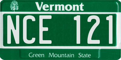 VT license plate NCE121