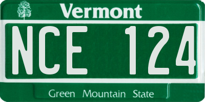 VT license plate NCE124