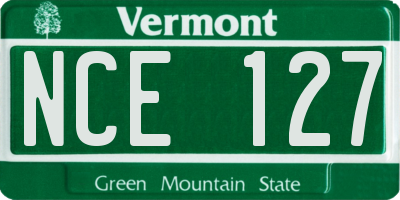 VT license plate NCE127