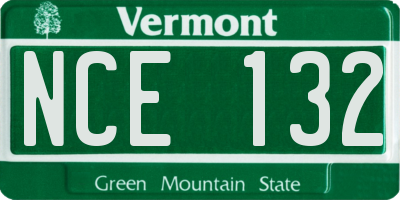 VT license plate NCE132