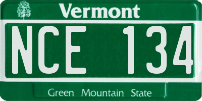 VT license plate NCE134