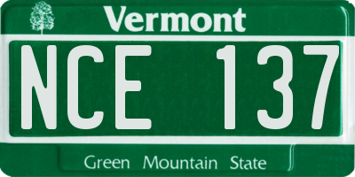 VT license plate NCE137