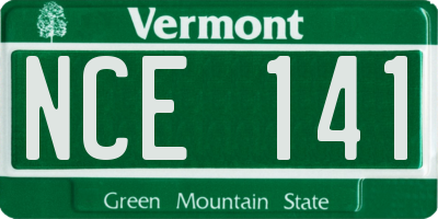 VT license plate NCE141