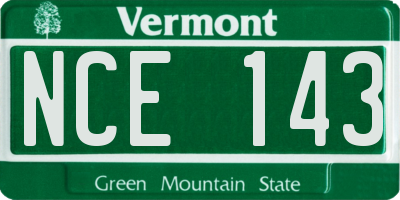 VT license plate NCE143