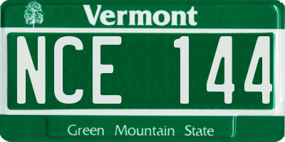 VT license plate NCE144