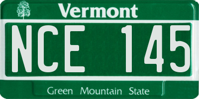 VT license plate NCE145