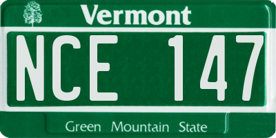 VT license plate NCE147