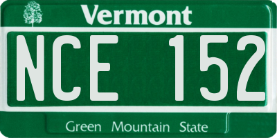 VT license plate NCE152