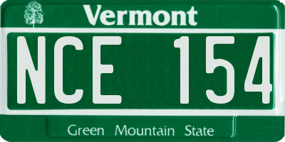 VT license plate NCE154