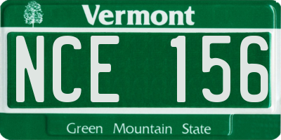VT license plate NCE156